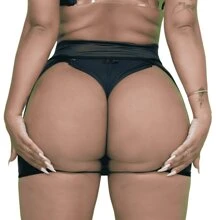 Braided Mini Skirt With Halter Neck, Wear At The Club - màu đen - Xem 3