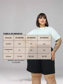 Women's Plus Size Linen Shorts With Elastic And Tailored Pockets - màu đen - Xem 2