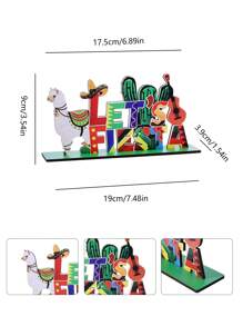 1pc 2D Flat Decoration, May 5th Party Decor, Mexican Wooden Tabletop Center Piece, Party Decoration Gift, Birthday Graduation Ceremony - Multicolor - View 9
