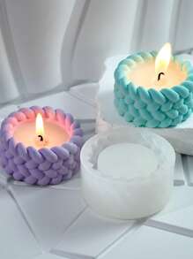 1pc Tea Candle Holder Resin Mold 3D Structured Candle Holder Epoxy Resin Mold Cylindrical Tea Lamp Holder Jewelry Container Storage Silicone Mold Suitable For Gypsum, Concrete, Home Decoration