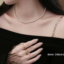 圆形白色仿贝壳珍珠项链串 | 珍珠颈链 | 女士珠宝 | 送给妈妈、妻子、姐妹、最好的朋友的生日圣诞礼物，不含礼品盒 - 40CM長度項鍊 - 查看 23