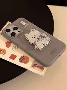 1 件 GUCADI 复古可爱卡通软手机壳带支架，防震全覆盖，兼容 Apple 16/15/14/13/12/11 系列，适合秋冬防水防摔防刮