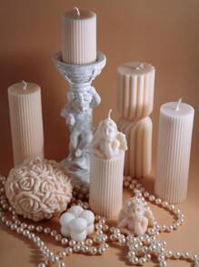 Striped Cylinder Silicone Candle Molds - DIY Handmade Geometric Spire Aromatherapy Candles For Home & Table Decor Gifts Birthday Graduation