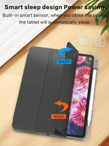 透明折叠保护套适用于 iPad Mini 4/5/6/9.7/10.2/10.5、iPad Air 4/5、iPad 10th、iPad 10.9、iPad Pro 11 英寸、iPad Air 11 (M2) Pro 11 (M4) 2024 Tpu 背面舒适轻便软框架黑色 - 黑色 - 查看 6