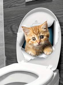 1 Stück Niedlicher Katzen Muster Toilettendeckel Aufkleber, selbstklebender Toilettentank Aufkleber, kreativer dekorativer Toilettendeckel Aufkleber, Badezimmer Accessoires, Heimdekoration, Vinyl Aufkleber für Heimdekoration, Toiletten Dekorationsartikel um Ihr Zuhause aufzufrischen, Geschenke zu Geburtstag, Abschluss, Raumdekoration, Wanddekoration, Badezimmerdekoration, Schlafzimmerdekoration, Raumdeko, Wohnzimmerdekoration, Hausdekoration, Heimdekoration