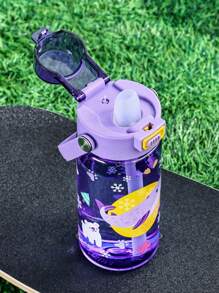 1pc600ml带吸管婴儿儿童水杯小学生卡通便携防摔塑料杯幼儿园学校户外用便捷水壶宝宝喝水杯