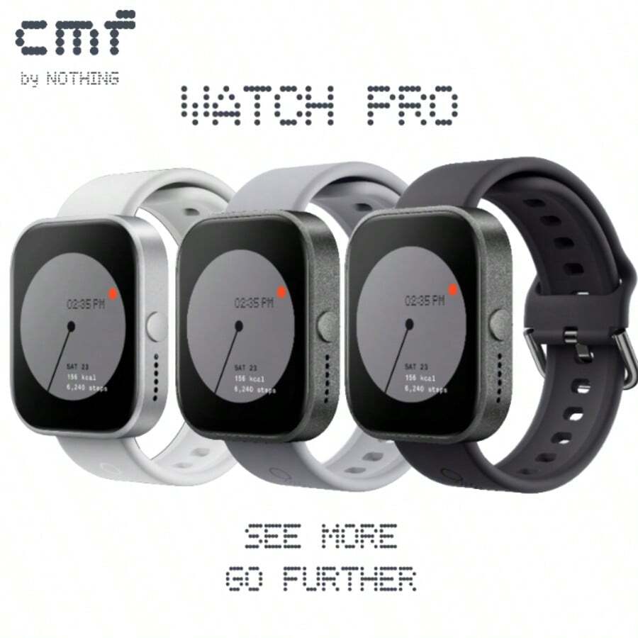 CMF By Nothing Watch Pro Dark Grey, Smartwatch With Wireless Call, 1.96" AMOLED, Built-In Multi-System GPS, All-Round Health Monitor, IP68 Waterproof, Fitness Tracker 100 Sport Modes For IOS Android, Elevated Design, Smartwatch For Men Women
