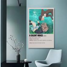 Framed A Silent Voice Anime Poster 03 Wall Art Canvas Print Poster Home Bathroom Bedroom Office Living Room Decor Canvas Poster  Birthday Party Decor, Mother's Day New Year Easter Gift,  Home Living Room Office Wall Decor, Perfect Gift And Wall Decoration