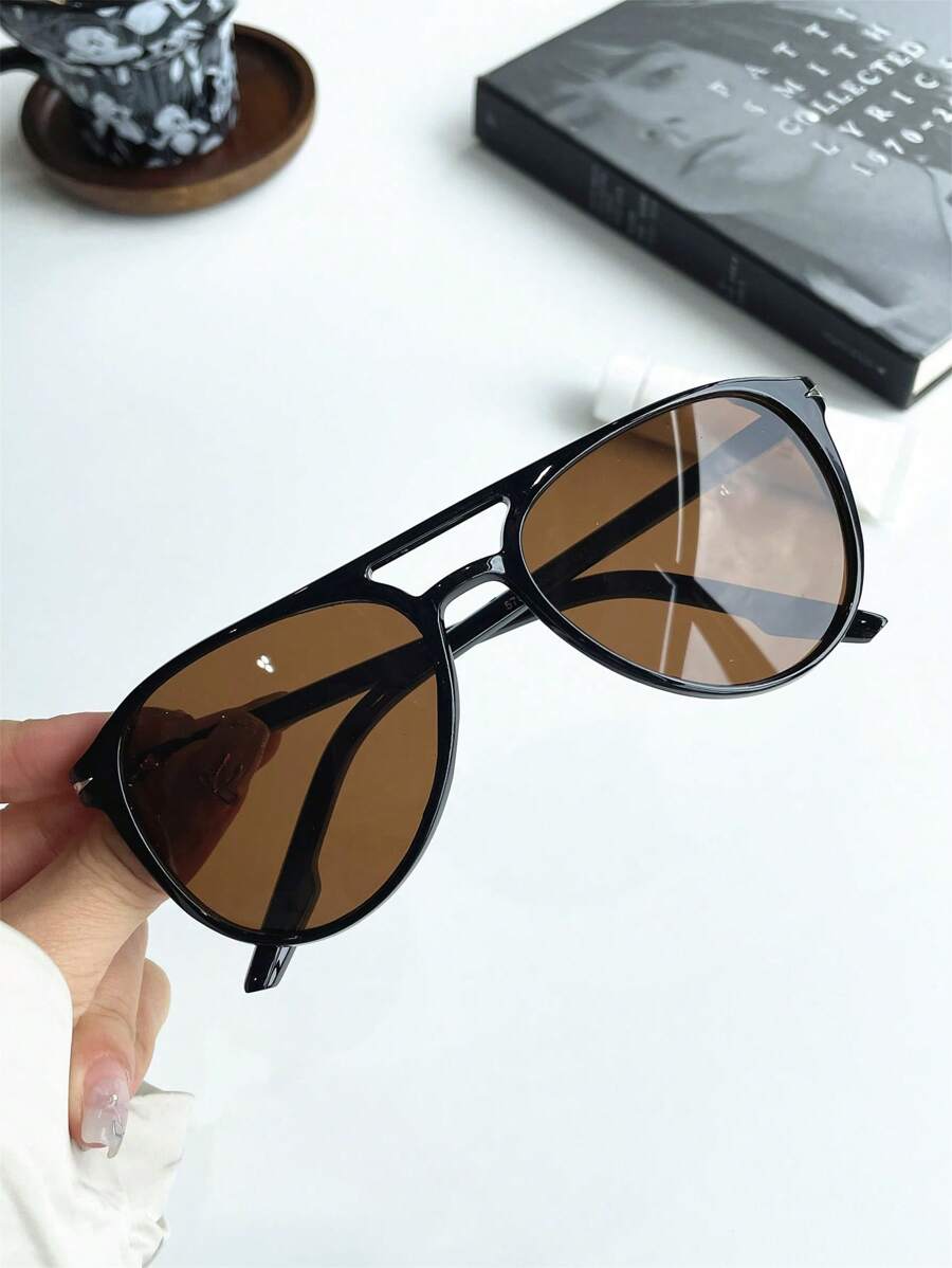 Gafas de moda con doble haz y lentes con diseño de océano, nuevas gafas de moda con montura grande de estilo retro europeo y americano, populares en las redes sociales para verano, playa, exteriores y viajes