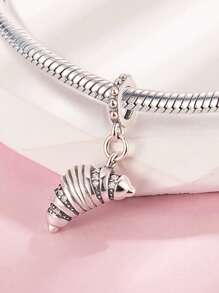 1pc Stylish Thick Silver Plated Sterling Silver Cubic Zirconia Croissant Pendant Necklace, Gift