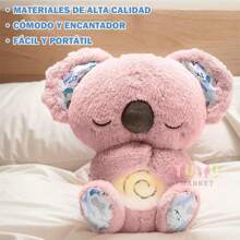 1 pieza de peluche relajante para respirar, muñeca para dormir, muñeca calmante, juguete para dormir para adultos, koala para aliviar la ansiedad, decoración de felpa, muñeca para el cuidado del bebé, lindo diseño de animal, lindo koala, juguete de peluche, juguete de peluche para respirar con música, luz y movimiento rítmico, juguete de peluche portátil para bebé con música, ritmo de respiración ligero y ajustable, suave y agradable para la piel, herramienta calmante, productos para madres y bebés, buen compañero para bebés, adecuado para niños, bebés, adultos (rosa, gris) - Rosa - Ver 4