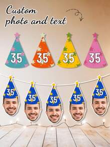 Faixa de chapéu de aniversário personalizada, faixa de foto de rosto de aniversário personalizada, faixa de aniversário, faixa de cabeça personalizada em uma faixa para formatura do Dia das Mães, multifuncional, durável, ornamental, reutilizável, requintado, elegante, de alta qualidade, colorido, moderno, personalizado, único, presentes ideais para ele, presentes ideais para ela, namorado, pai, namorada, mãe, família, amigos, sala de chá, casa, jardim, escritório, para aniversários, para o Dia dos Namorados, para o Dia das Mães, para aniversários, para o Dia dos Pais, para formatura, para casamentos, para inauguração de casa, renovação da casa