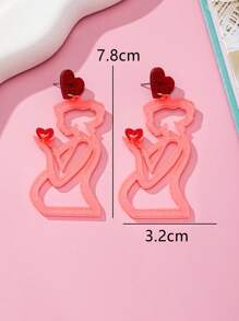 1 对时尚母亲节亚克力心形和孕妇吊坠耳环，可爱礼物 - 愛心人物 - 查看 6