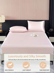 四件套柔软缎面床上用品，包含1个床笠、1个床单和2个枕套（不含枕芯）。奢华缎面床笠套装，尺寸可选：特大号、大号、标准大号、单人床。床笠深度可达11.8英寸。透气缎面枕套，抗皱，提升睡眠质量，尽显优雅酒店风范。是送给父母、朋友、宿舍或开学季的理想礼物。 - 淺粉色 - 查看 4