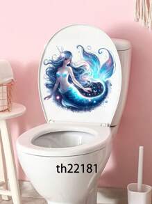 1pc Decorative Toilet Seat Sticker Cartoon Mermaid Pattern Self-Adhesive Sticker PVC Waterproof For Bathroom Decoration Toilet Seat Sticker Wall Decal Vinyl Decal For Home Decorations Spring Decoration Items Refresh Your Home Rama Decoration Stickers Wall Decor Bedroom Decor Room Decoration Stuff Living Room Decor House Decor Home Decor Living Room Wall Art Wall Paper Personalised Stickers - Multicolor - View 9