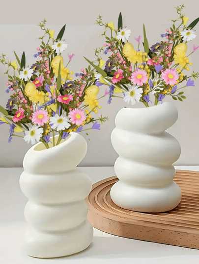 1pc Plastic Spiral Flower Vase, Creative Bloemen Container Room, Garden, Living Foyer, Bedroom Home Room Glass Vase view 2