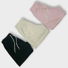 Kit 3 Premium Linen Shorts Bermuda Mauricinho Men's Casual Basic Comfortable Drawstring Waist - 淺粉色 - 查看 1