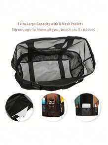1pc Embroidery Customization Large Capacity Polyester Mesh Shoulder Bag, Lightweight Foldable Beach Bag, Portable Travel Washing And Swimming Storage Bag, Holiday Gift For Mother,Multifunction,Versatile,Large Capacity,Lightweight,Functional,Practical,All-Purpose,Colorful,Cute,Adorable,Contracted,Funny,Kawaii,Y2K,Minimalist,Commuting,Business Casual,Basics,Custom,Personalized,Unique,Customized,Ideal Gifts For Him,Ideal Gifts For Her,Her,Boyfriend,Girlfriend,Family,Friends,For Anniversaries,For Teacher Gifts,For University,For Colleague,For Dorm Rooms,For Teacher,For Boys And Girls,For Teenagers,Junior High School Students,Middle School Students,High School Senior High School Students,College Students,University Students,Freshman,Sophomore,Underclassmen