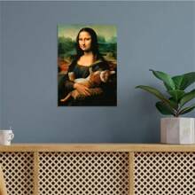 Zestaw 1/3 szt. Pop Wall Art Gruby Kot w ramionach Mona Lisy Plakaty i wydruki Zwierzęta Sztuka ścienna Druk na płótnie Plakaty Salon Wystrój domu Bez ramek