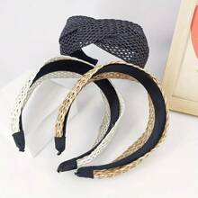 1 件新款波西米亚风格互锁编织发带，适合女士，宽边网结发夹，简约时尚夏季头带 - 彩色 - 查看 2