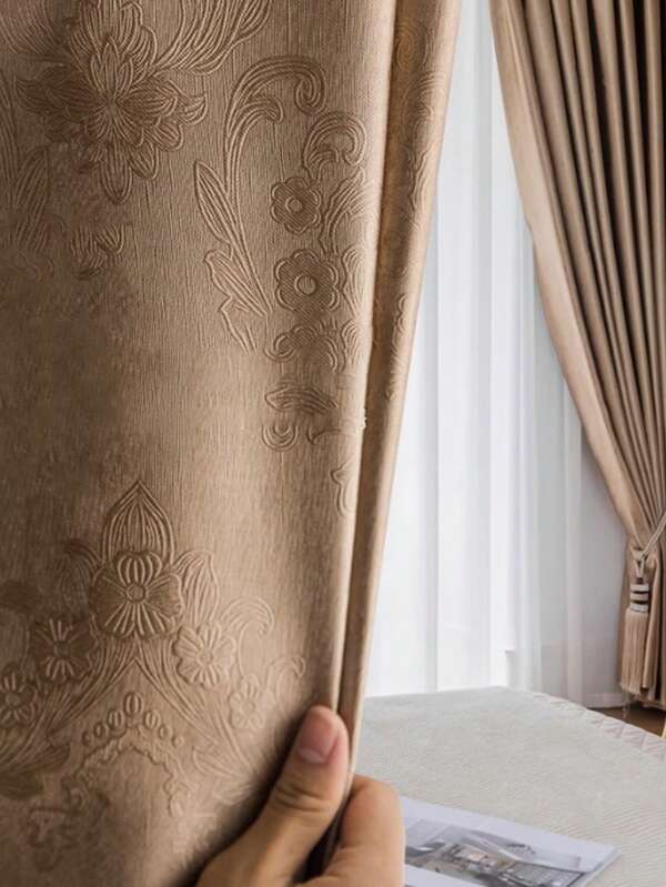1pc Plain Color Curtain For Living Room Bedroom, Blackout Function, Also For Decoration, Sound Insulation, Thermal Insulation, Privacy Protection, With Good Draping Effect