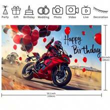 1pc Motorcycle Rider Birthday Party Backdrop Banner For Party Backdrop Wall Decoration, Celebration And Birthday Anniversary Decoration, Indoor And Outdoor Use - Multicolor - View 7