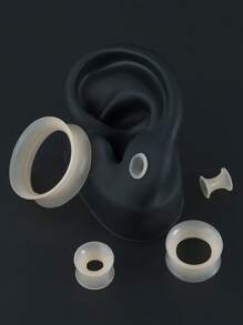 Pair Skin Thin Soft Flexible Ear Tunnels Double Flare Ear Plugs Flesh Tunnel Ear Gauge Expander Stretcher Earlets Earrings - As Shown - View 23