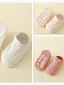 3 双婴儿防滑地板袜，圆点抓地短踝袜，纯色，可爱幼儿袜，适合新年和圣诞节 - 彩色 - 查看 14