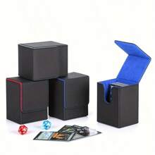 1pc - High End Stacked Card Vertical Storage Box High End PU Multi-Color Fabric Board Game 100 Card Capacity Card Storage Box Card Game Storage Stacked Storage Box Storage Bag