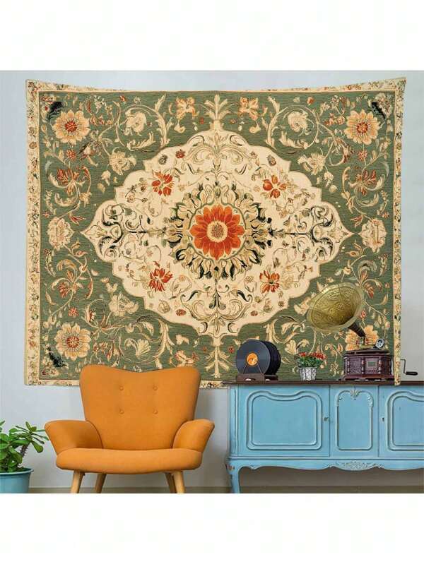 1 pieza Tapiz de pared con estampado de mandala bohemio, decoración colgante de pared cuadrada de poliéster moderno para habitación, sala de estar, dormitorio