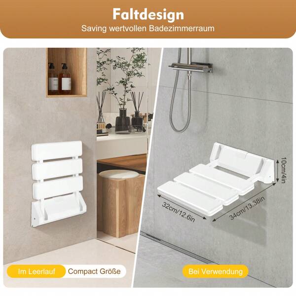 Siège de douche mural pliable Tabouret de douche Chaise de bain Chaise de douche Blanc