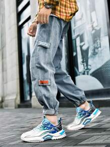 Tenis para Hombre con Estilo Streetwear: Perfectos para Entrenamiento, Trabajo Ligero Industrial, Deportes al Aire Libre como Correr, Escalar, Jugar al Tenis, Salir de Fiesta, Ir al Trabajo y Paseos Diarios - Azul - Ver 3