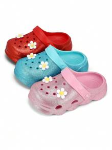 HOEASE Zuecos de colores brillantes casuales para niños, niñas pequeñas, respirables y ligeros, zapatos de jardín para niños para playa, piscina, sandalias antideslizantes, zuecos, chanclas de agua para verano para bebés en color azul