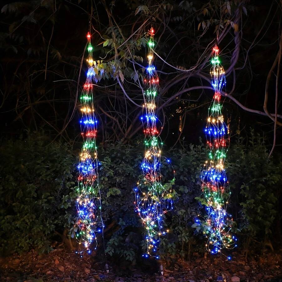 1pc Ponytail LED Decorative Light, Outdoor Garden Wood Post Lamp, Pathway Lawn Yard Home Party Decor, USB Powered, All Season