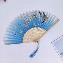 1pc Classical Vintage Style Hand Fan, Portable Foldable Handheld Fan, Random Fan Hole Design - Multicolor - View 2