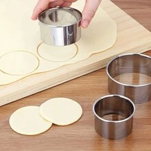 3pcs Stainless Steel Dumpling Cutter Set, Round Cookie And Pastry Cutter, Suitable For Dough, Packaging, Restaurants, Essential Kitchen Tool - Silver - View 5