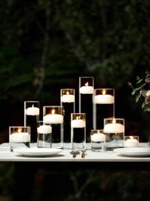 6pcs/4pcs/1pccandle Vase, Floating Candle Holder, Glass Candle Holder, Glass Hurricane Candle Holder, Clear Glass Candle Holders, Pillar Candle Holder, Candle Vase, Suitable For Candlelight Dinner, Birthday Party, Hotel Banquet, Wedding, Can Place Floating Candle,Room Decor, Clear Glass Cylinder Vase, Gifts Graduation