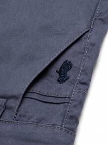 Young Boys' Casual Cotton Blend Elastic Waist Embroidery Zip-Up Bermuda Shorts With Drawstrings