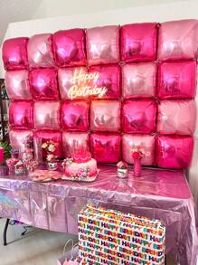 15/25/40pcs - Metallic Rose Red, Bright Pink, Neon Pink Double-Sided Square Foil Balloons For Wall Backdrop, Arch, Wreath Decor, Suitable For Birthday Party, Anniversary, Bachelorette Party, Celebration, Valentine's Day, Engagement, Bridal Shower, Mother's Day, Photo Props, Balloon Wall Backdrop, Wedding - Multicolor - View 7