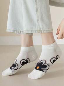 5 Pairs Cute Style Women Short Socks, Suitable For Daily Wear In Spring And Autumn