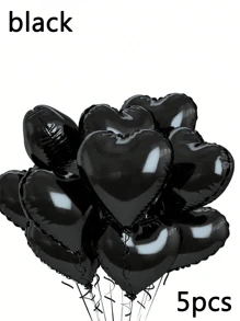 5/10pcs Aluminum Foil Love Balloons, 18 Inch Polyester Film Balloons, Heart-Shaped Balloons, Valentine's Day Decoration Balloons, Suitable For Valentine's Day Proposals, Weddings, Parties, And Weddings (Silver, Black, Pink, White Gold, Colorful Transparent, Purple)