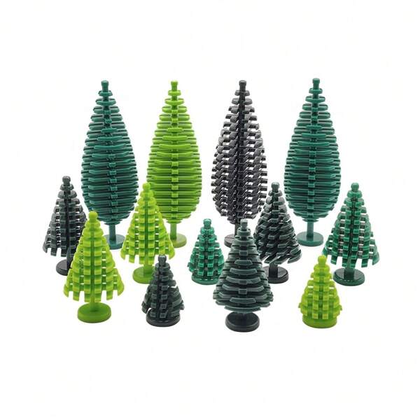 2PCS MOC Blocos de Construção Cipreste Árvore Planta Acessórios Cena Rua Floresta Pinheiro Abeto Árvore de Natal Montagem Blocos de Construção Presente