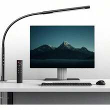 Desk Light With Remote Control, Eye-Caring Gooseneck Desk Lamp, Adjustable Brightness & Color Temperatures, Modern LED Clamp Light With Memory & Timer Function, 12W, Matteblack
