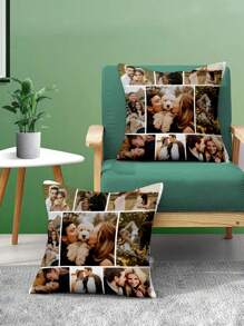 1pc Customizable Double-Sided Printed Pillow Case, Personalized Pattern DIY Pillow Case, Birthday Gift - Beige - View 5