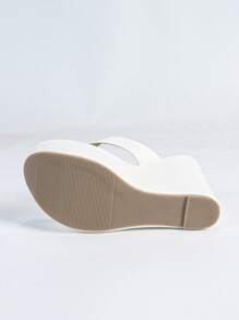 Women's Thick Sole Wedge Heel Strap Sandals, Plus Size, Beach Outdoor Wear - White - View 10