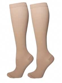 6 pares de calcetines de compresión con iones de cobre para deportes, hombres y mujeres, para ciclismo, fútbol, baloncesto, protección, de unicolor, largos