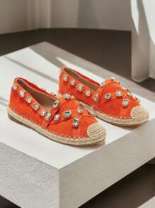 Women's Espadrilles With Wamba Crystals - Footwear - Orange - View 1