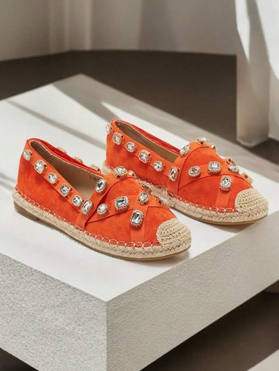 Women's Espadrilles With Wamba Crystals - Footwear - Orange - View 1