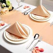Juego de camino de mesa de satén, 1 camino de mesa y 6 servilletas, mantel de mesa de seda satinada largo, adecuado para boda, fiesta, ceremonia de graduación, decoración de cumpleaños