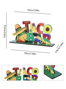 1pc 2D Flat Decoration, May 5th Party Decor, Mexican Wooden Tabletop Center Piece, Party Decoration Gift, Birthday Graduation Ceremony - Multicolor - View 11